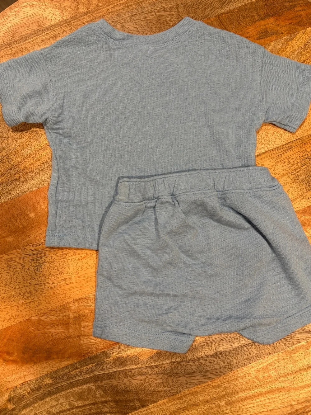 Old Navy Light Blue Knit Kids Matching Tee & Shorts Set